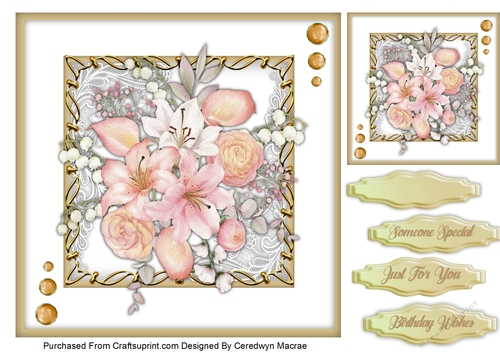 8x8 Pale Pink Lilys and Roses