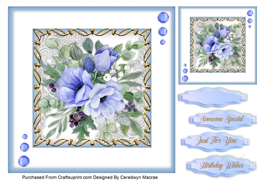 8x8 , Beautiful Blue Anemones 