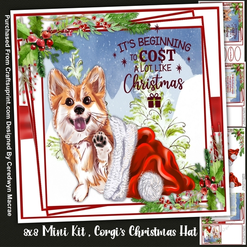 8x8 Mini Kit, Corgis Christmas Hat