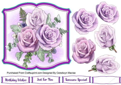 7x7 Beautiful Lilac Rose Topper