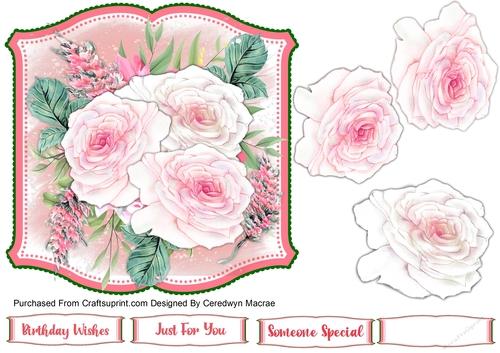 7x7 Beautiful Pink Rose Topper