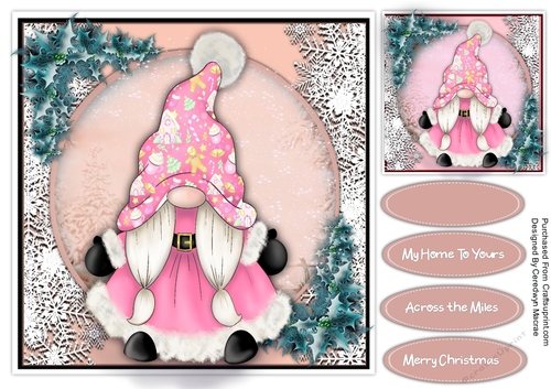 7x7 Pink Mrs Christmas Gnome