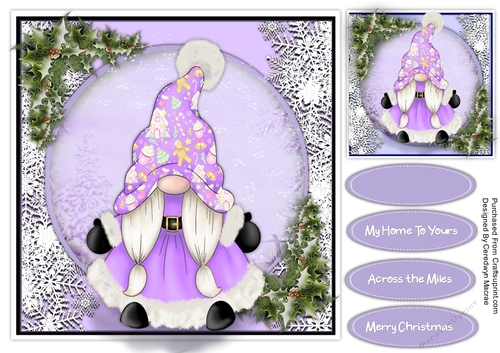 7x7 Purple Mrs Christmas Gnome