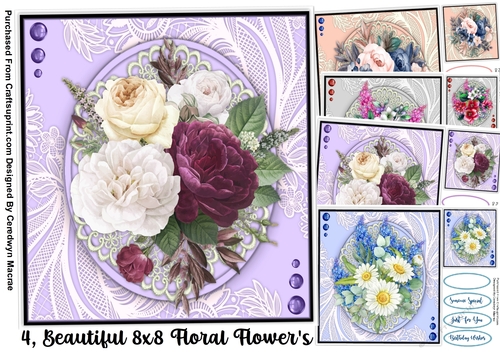 8x8 Beautiful Floral Flowers