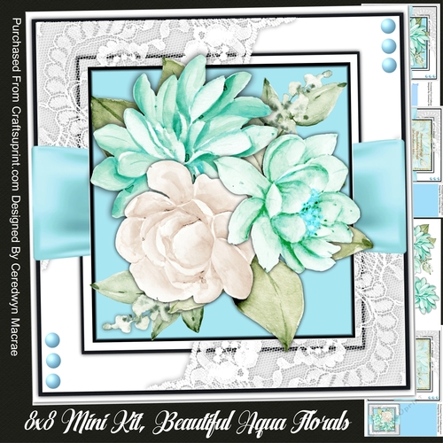 8x8 Mini Kit, Beautiful Aqua Florals
