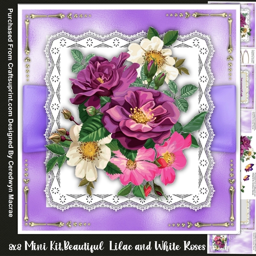 8x8 Mini Kit , Beautiful Lilac and White Roses