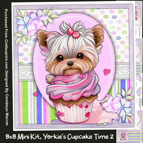 8x8 Mini Kit, Yorkies Cupcake Time 2