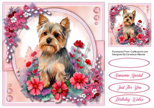8x8 Yorkie in the Flowers