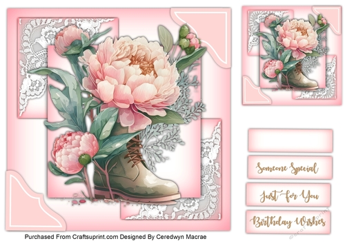 8x8 Flowers in a Boot , Pink