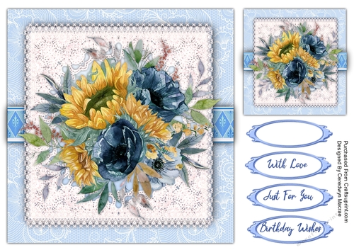 8x8 Beautiful Sunflowers and Roses 