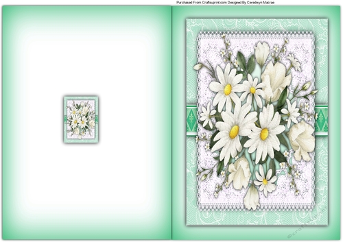 A5, Print and Fold ,White Daisys 