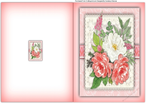 A5, Print and Fold ,Pink Roses