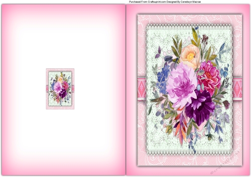 A5, Print and Fold ,Lilac Roses