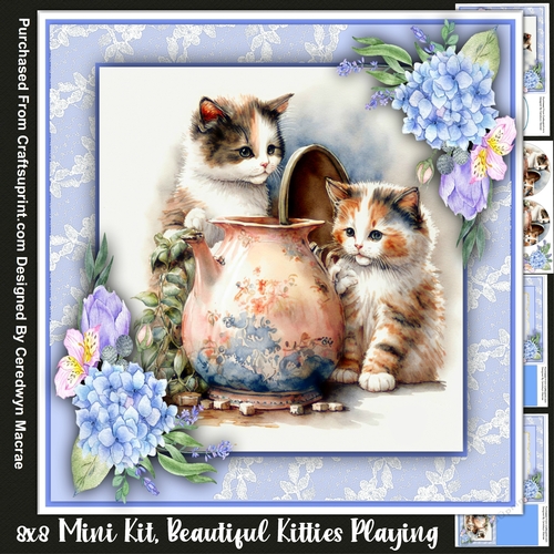 8x8 Mini Kit, Beautiful Kitties Playing 