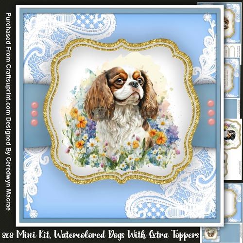 8x8 Mini Kit, Water coloured Dogs With Extra Toppers  2