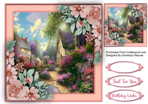 8x8 Quick Card , Beautiful Flower Cottage