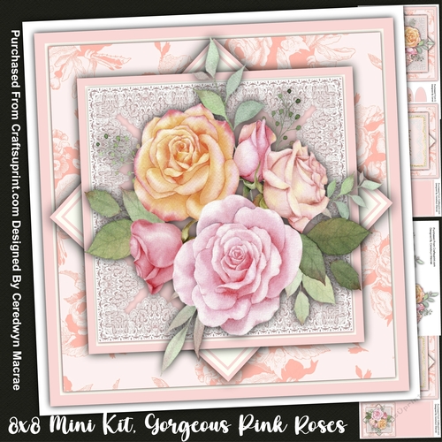 8x8 Mini Kit Gorgeous Pink Roses