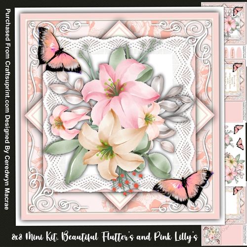 8x8 Mini Kit, Beautiful Flutters and Pink Lillys