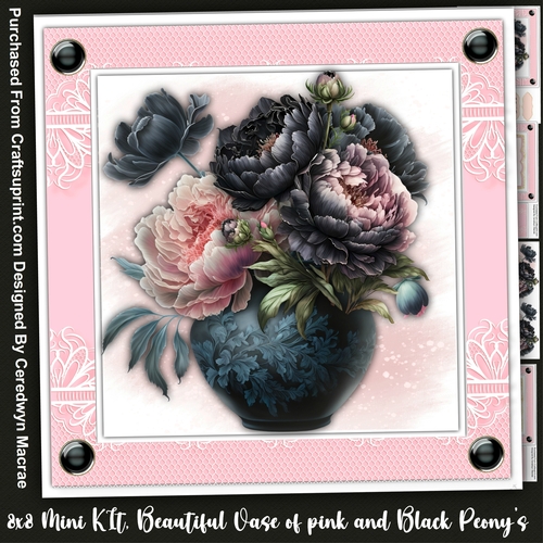 8x8 Mini Kit, Beautiful Pink and Black Peonys