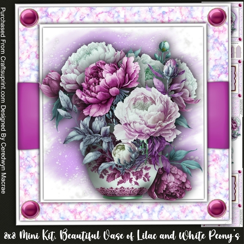 8x8 Mini Kit, Beautiful Vase of lilac and White Peonys