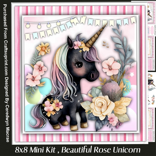 8x8 Mini Kit, Beautiful Rose Unicorn 