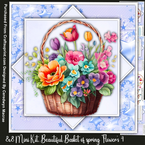 8x8 Mini Kit, Beautiful Basket of Spring Flowers 4