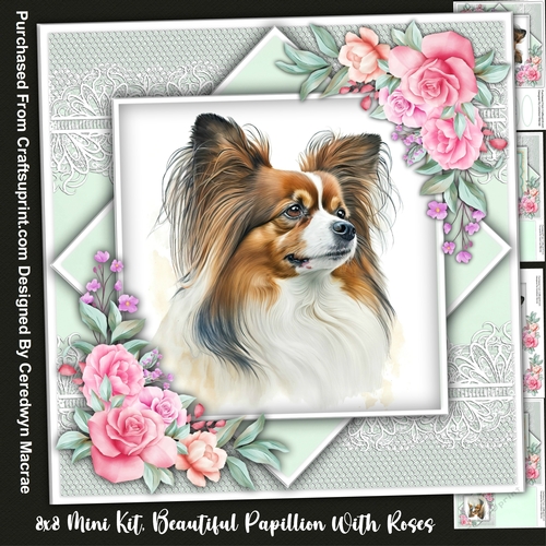 8x8 Mini Kit  Beautiful Papillion with Roses