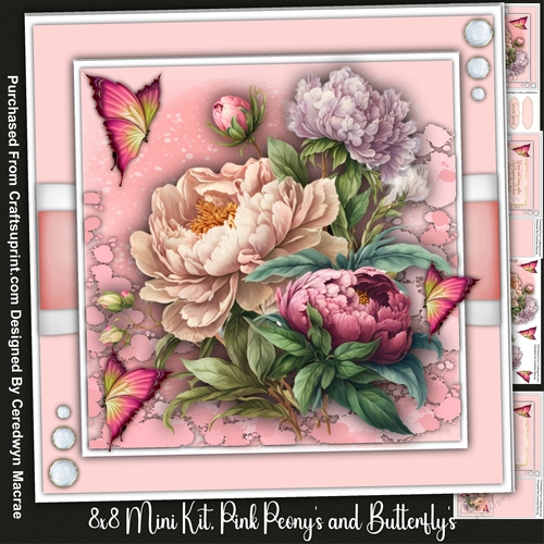 8x8 Mini Kit, Pink Peonys and Butterflys