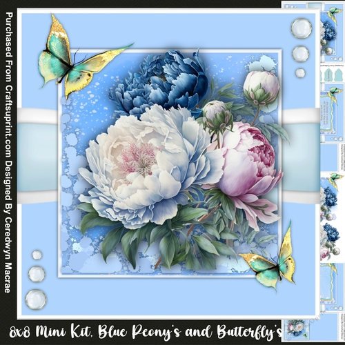 8x8 Mini Kit, Blue Peonys and Butterflys