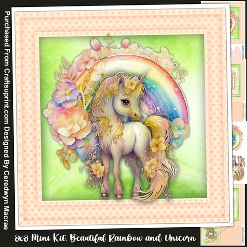 8x8 Mini Kit , Beautiful Rainbow and Unicorn