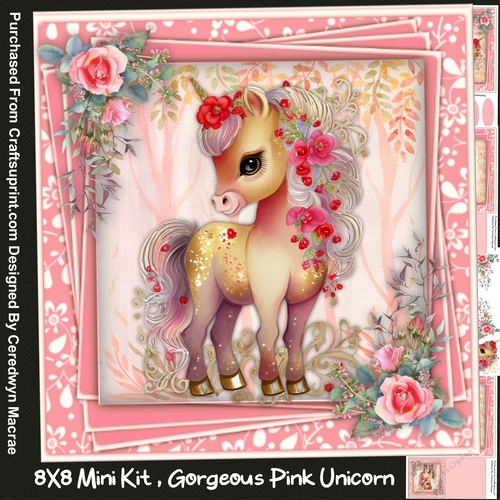 8x8 Mini Kit, Gorgeous Pink Unicorn 