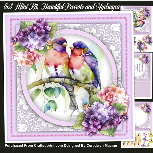 7x7 Mini Kit Beautiful Parrots and Hydrangea