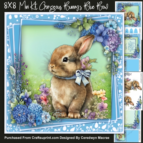 8x8 Mini Kit, Gorgeous Bunnys Blue Bow