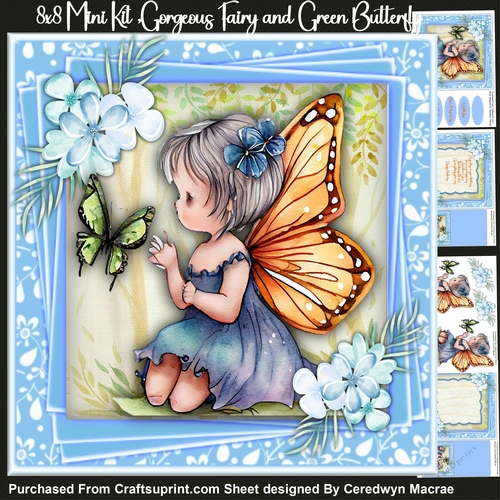 8x8 Mini Kit, Gorgeous Fairy and Green Butterfly,