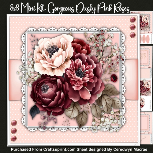 8x8 Mini Kit, Gorgeous Dusky Pink Roses
