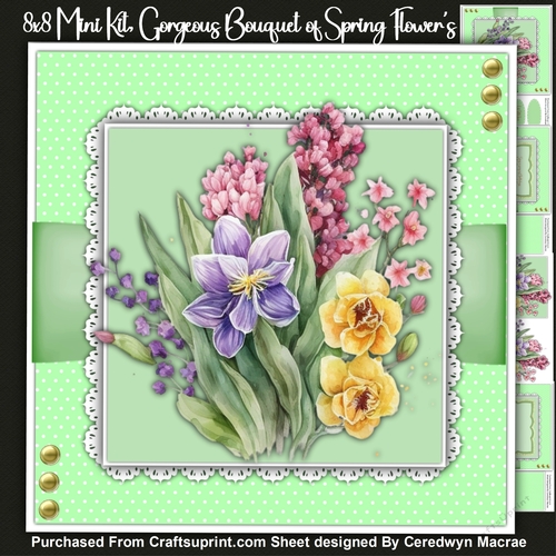 8x8 Mini Kit, Gorgeous Bouquet of Spring Flowers 