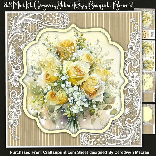 8x8 Mini Kit, Gorgeous Yellow Rose Bouquet , Pyramid 