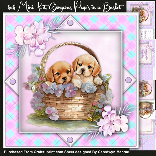 8x8 Mini Kit, Gorgeous Pups in a Basket