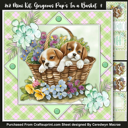 8x8 Mini kit , Gorgeous Pups in a Basket 4