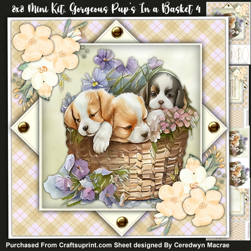 8x8 Mini Kit, Gorgeous Pups In a Basket