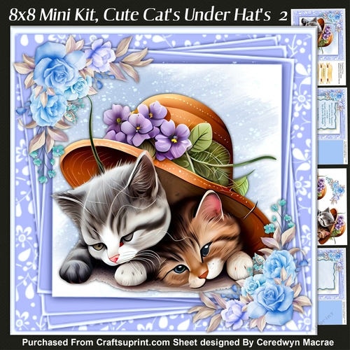 8x8 Mini Kit, Cute Cats Under Hats  2