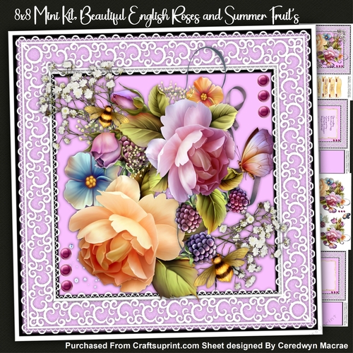 8x8 Mini Kit, Beautiful English Roses and Summer Fruits 