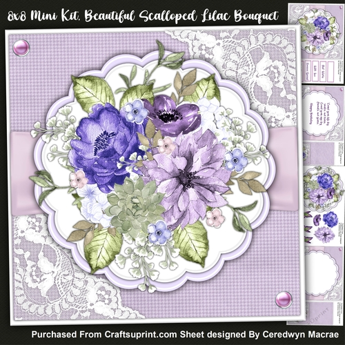 8x8 Mini Kit , Beautiful Scalloped  Lilac Bouquet