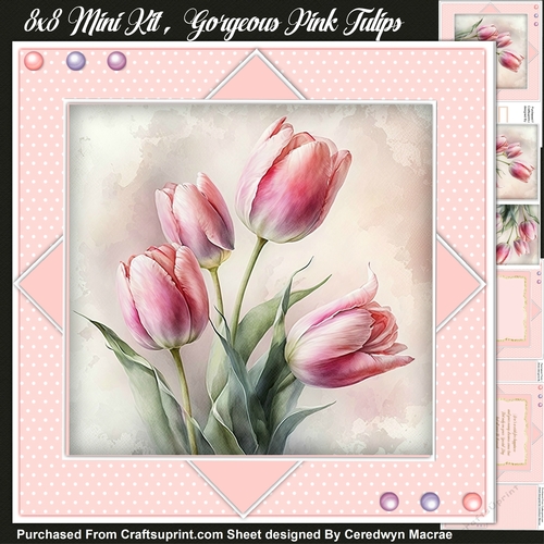 8x8 Mini Kit, Gorgeous Pink Tulips , Pyramid  2