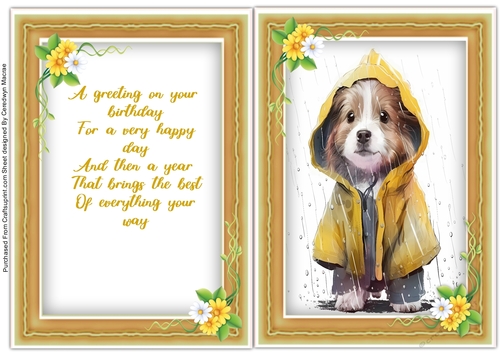 A5 Card and Insert, Rainyday Pup 1