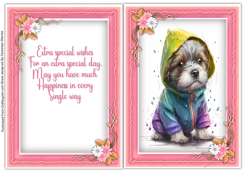 A5 Card and Insert, Rainyday Pup 3