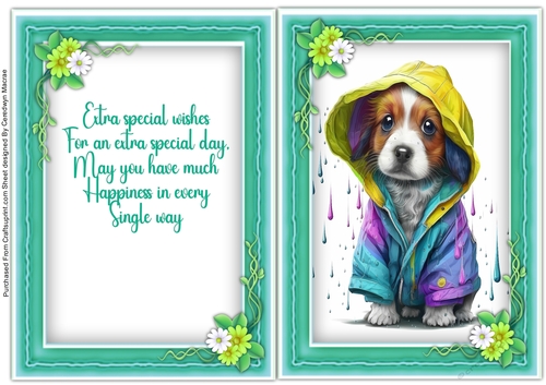 A5 Card and Insert, Rainyday Pup 4