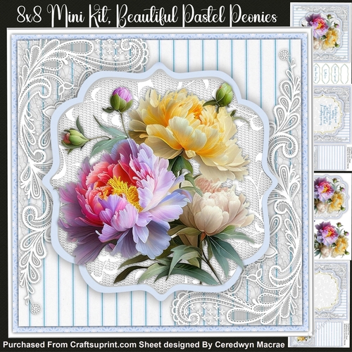 8x8  Mini Kit, Beautiful Pastel Peonies