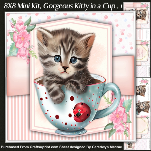 8x8 Mini Kit, Gorgeous Kitty in a Cup ,1