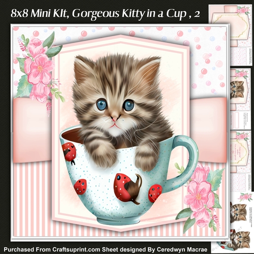 8x8 Mini Kit, Gorgeous Kitty in a Cup , 2